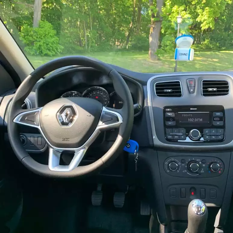 Рулевое колесо и мультимедиа автомобиля Рено Логан 2019